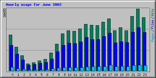 Hourly usage for June 2003