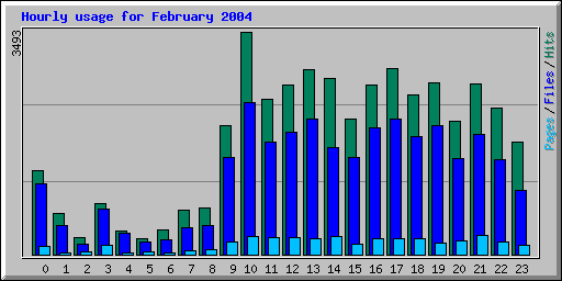 Hourly usage for February 2004