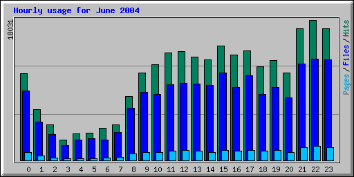 Hourly usage for June 2004