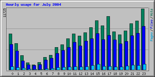 Hourly usage for July 2004